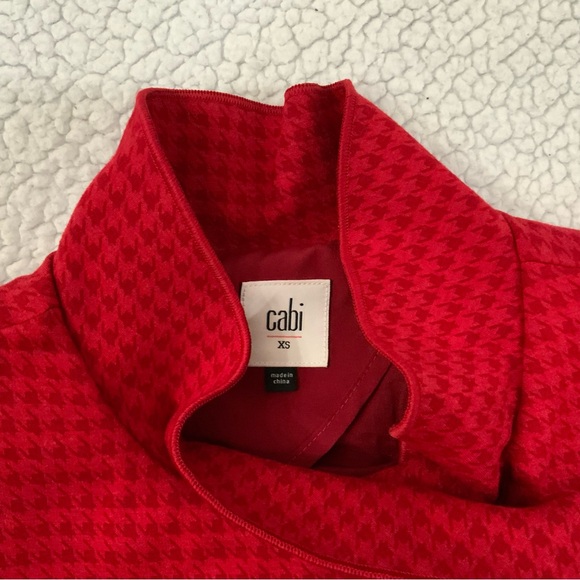 CAbi Celebration Red Houndstooth Ruffle Longline Wrap Jacket Coat 3546 Womens XS - Picture 7 of 16